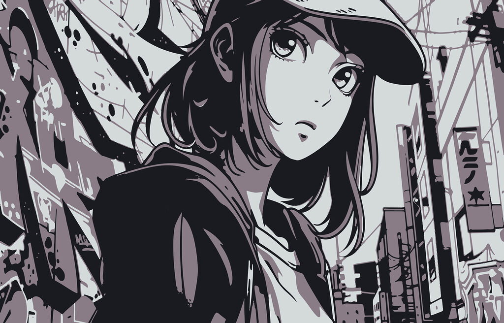 Rapariga de mangá — design completo