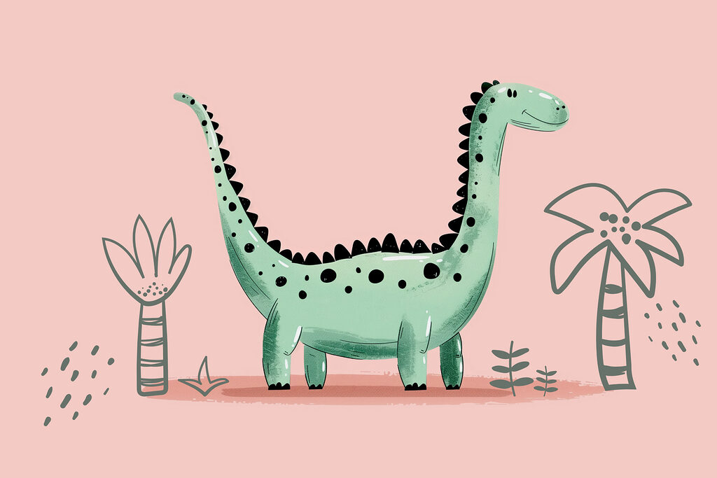 Dinossauro de pescoço longo — design completo