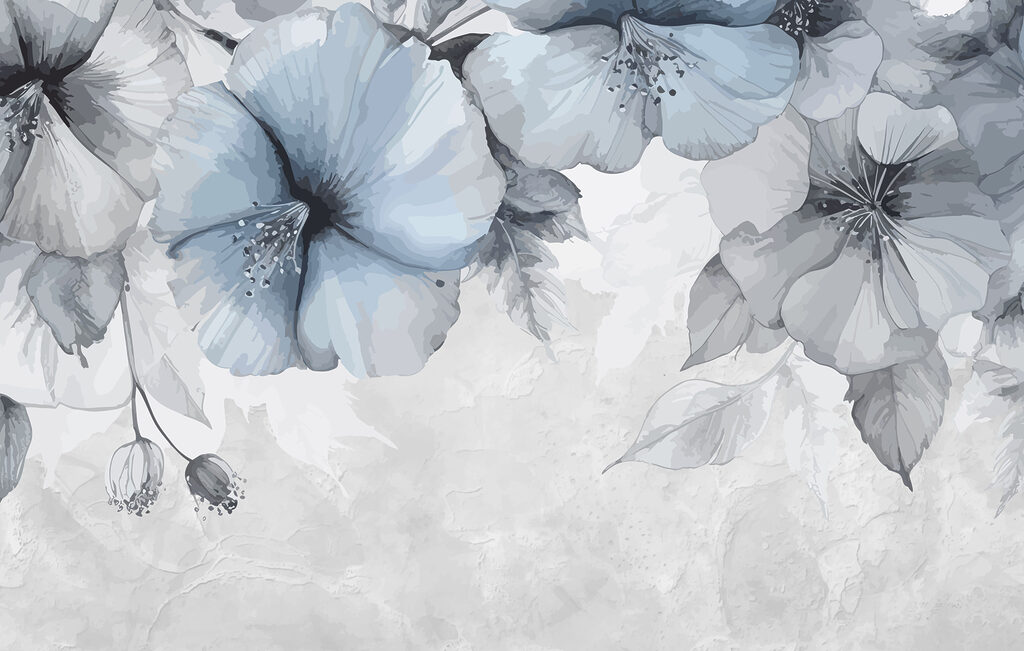 Flores suspensas no topo — design completo