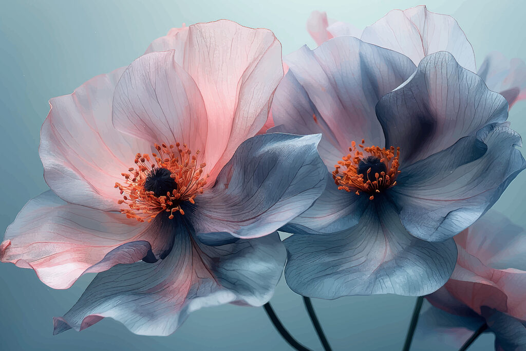 Duas flores sobrepostas — design completo
