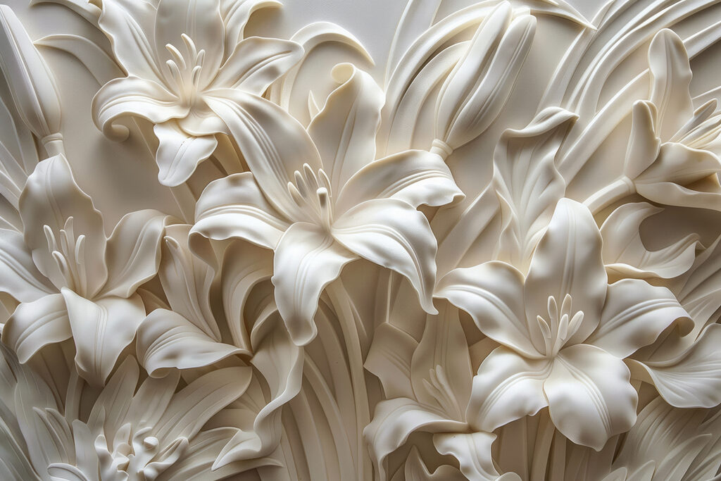 Flores brancas com sombras — design completo