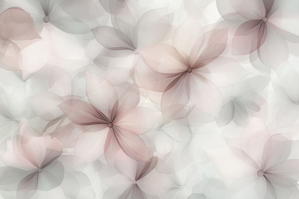 Flores transparentes sobrepostas — design completo