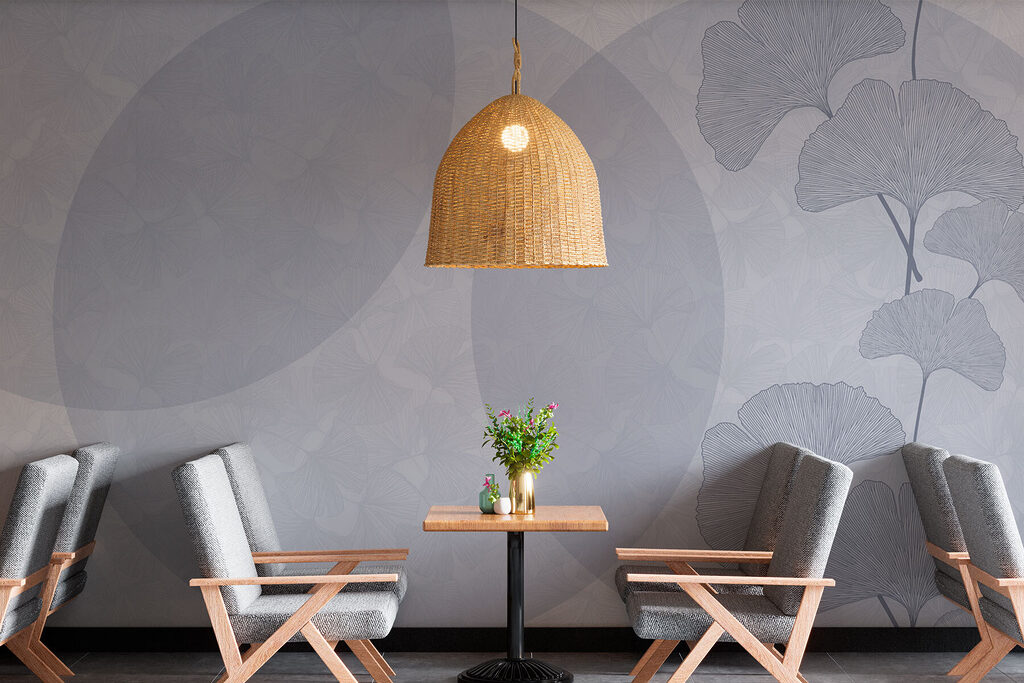 Folhas de ginkgo num interior