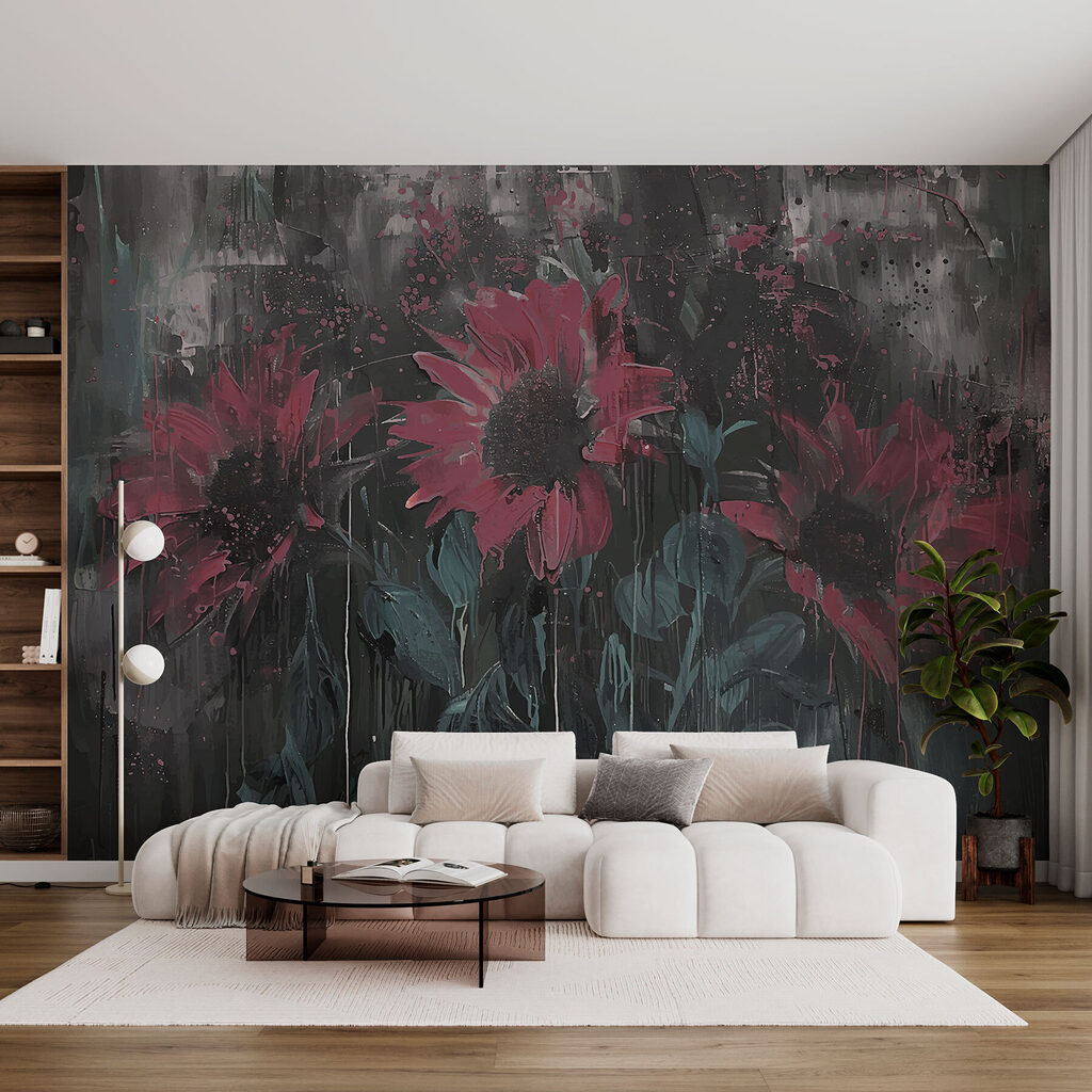 Girassóis sobre fundo cinzento — interior 3