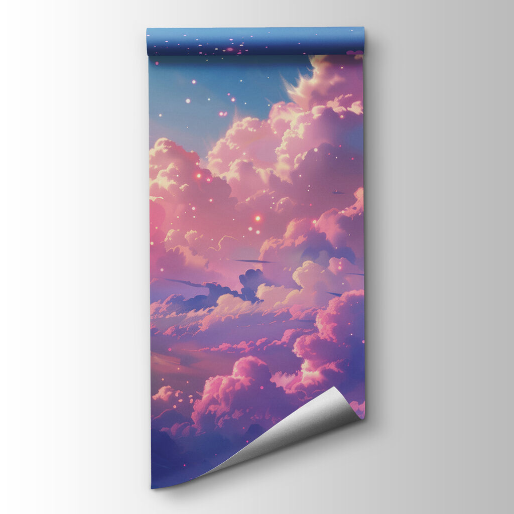 Nuvens cor-de-rosa e estrelas — vista do produto