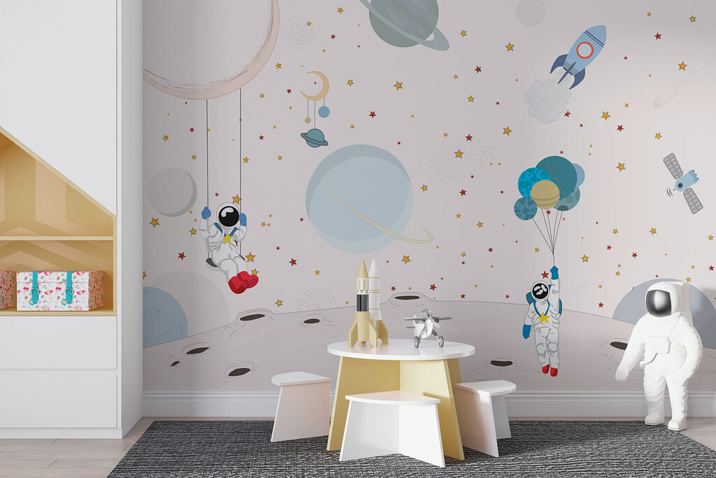 Astronautas entre balões — interior 2