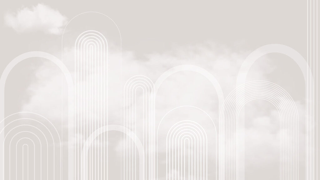 Arcos brancos entre nuvens — design completo