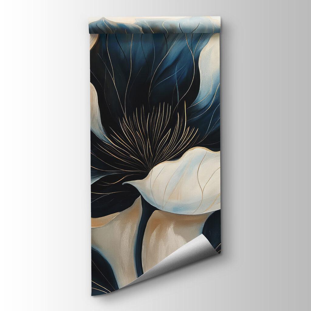 Flor azul sobre creme — vista do produto