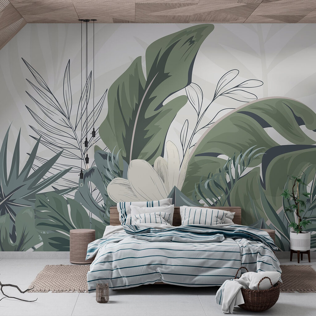 Folhas verdes, flor branca — interior 2