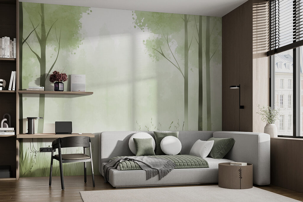 Troncos altos e clareira — interior 3