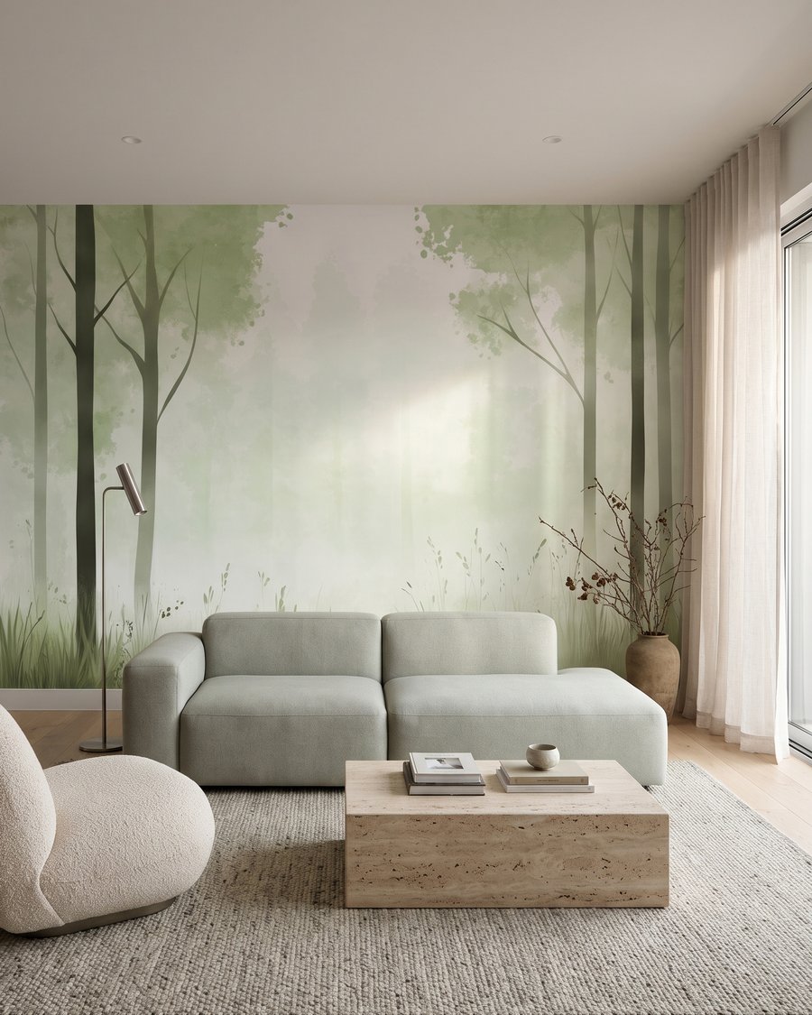 Troncos altos e clareira — interior 1