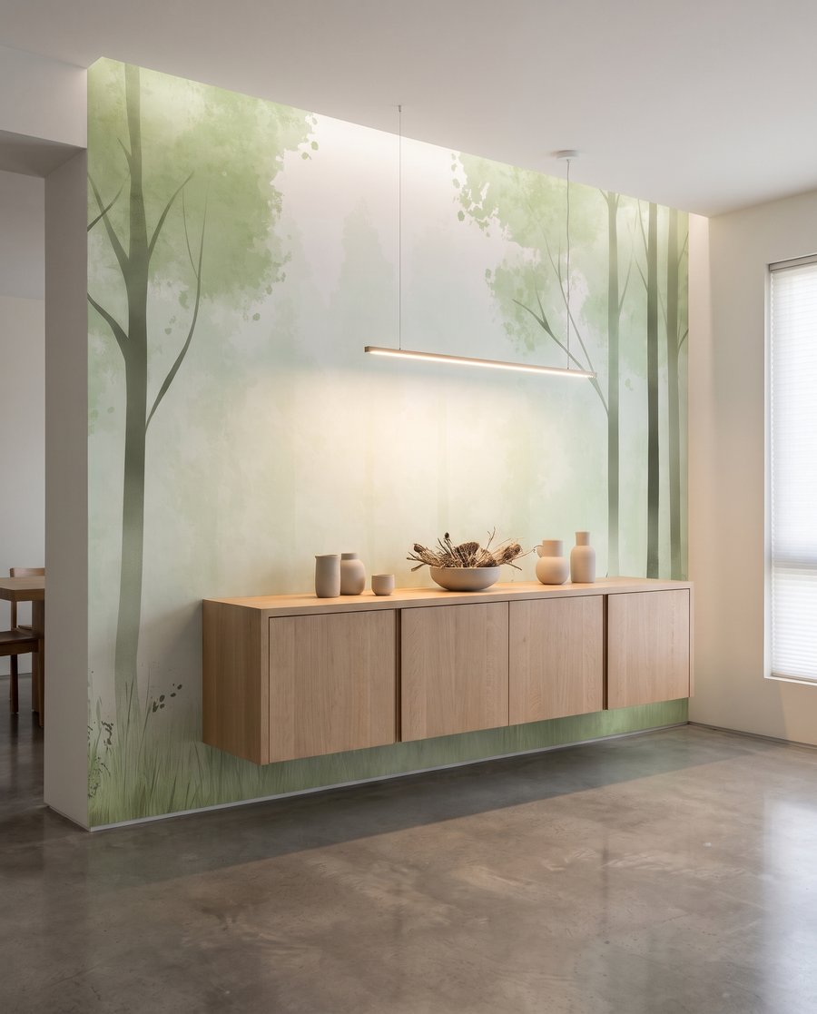 Troncos altos e clareira — interior 5