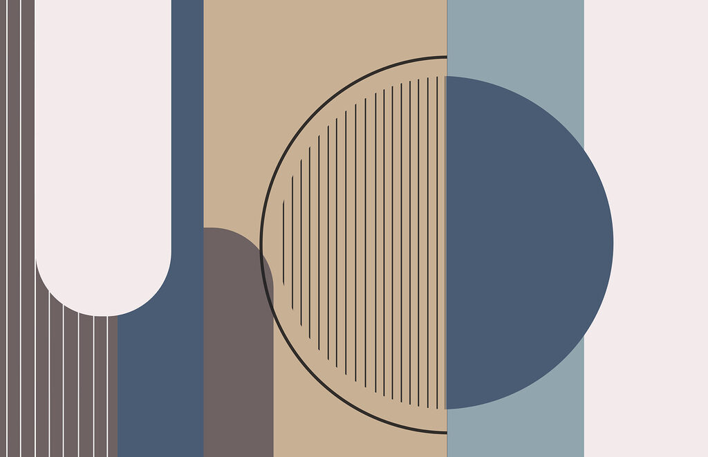 Círculo entre faixas coloridas — design completo