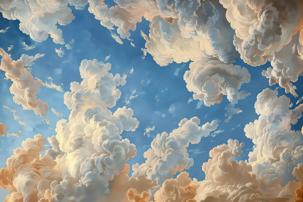 Nuvens sobre céu azul — design completo