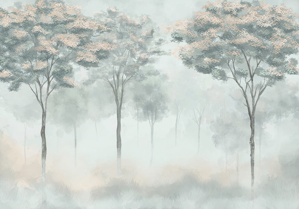 Bosque esfumado em pastel — design completo