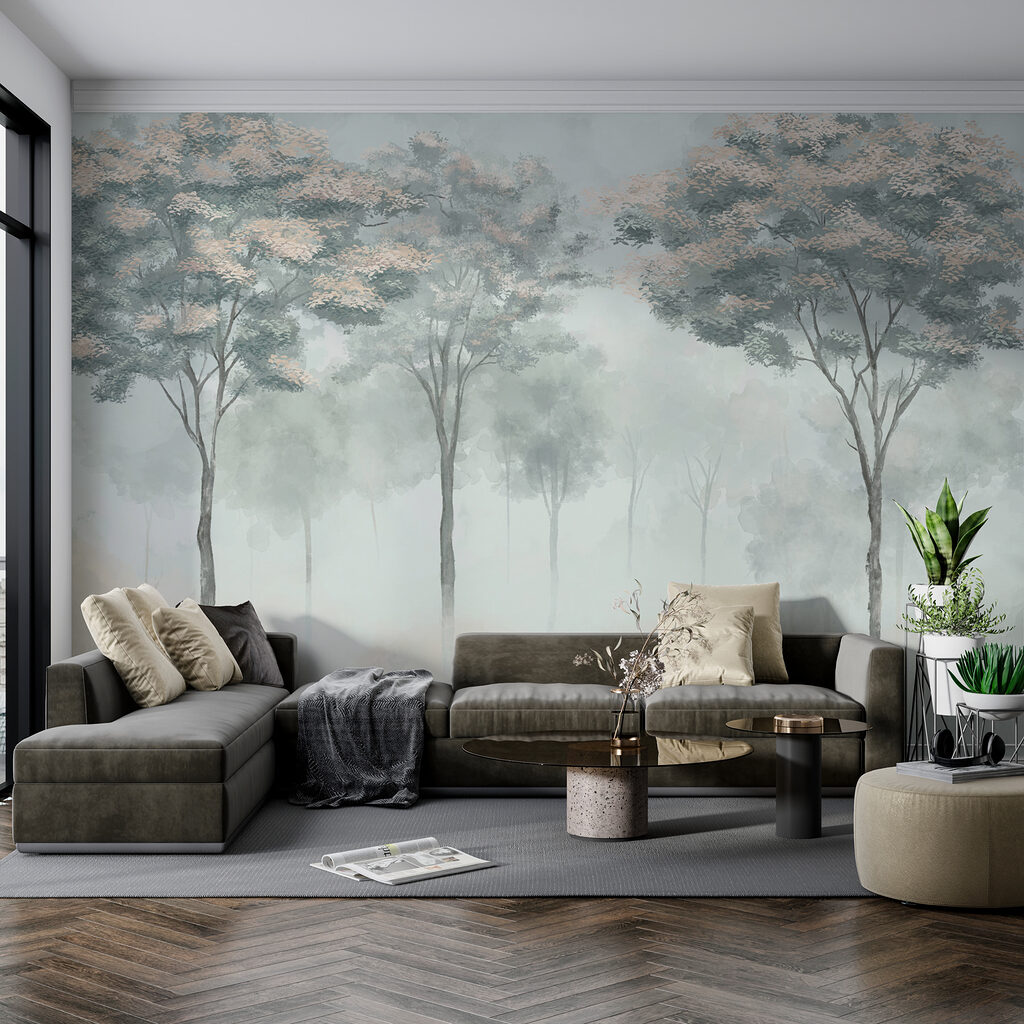 Bosque esfumado em pastel — interior 1