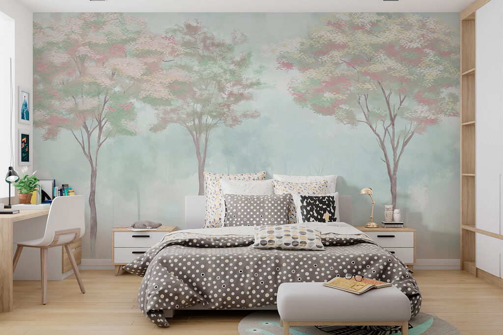 Bosque esfumado em pastel — interior 1