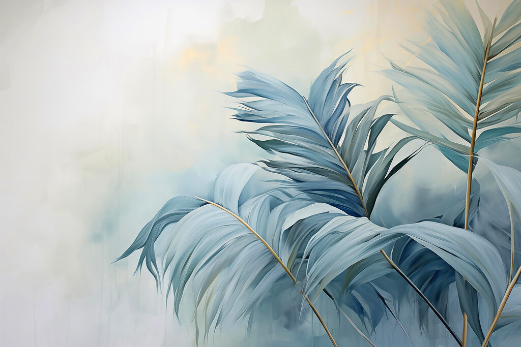 Folhas de palmeira azuis — design completo