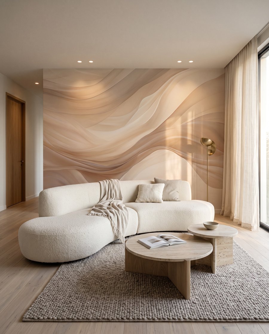 Pregas suaves em creme num interior