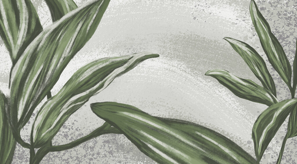 Folhas verdes, manchas brancas — design completo