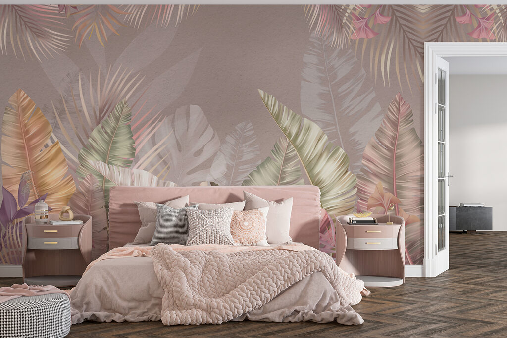Folhas pastel tropicais — interior 1