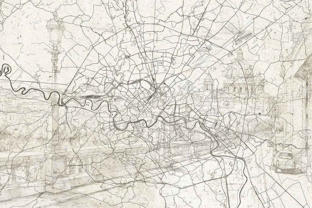Mapa antigo com rio — design completo