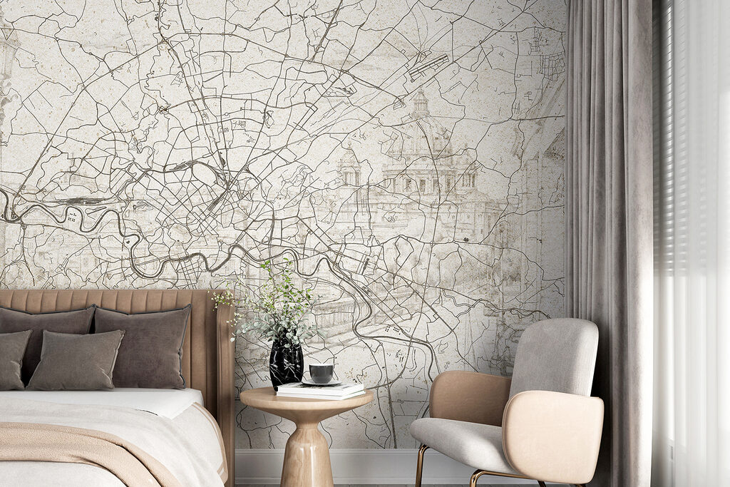 Mapa antigo com rio — interior 1