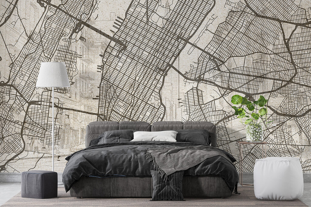 Manhattan em linhas finas num interior