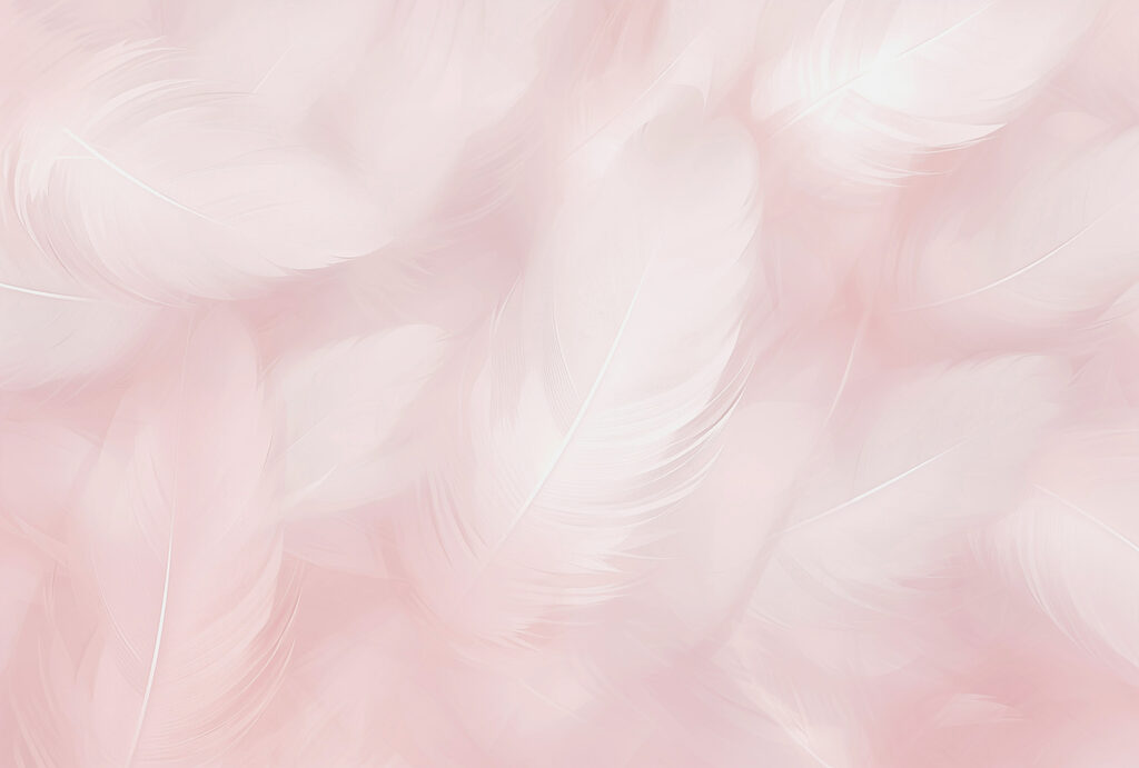 Penas brancas em rosa — design completo