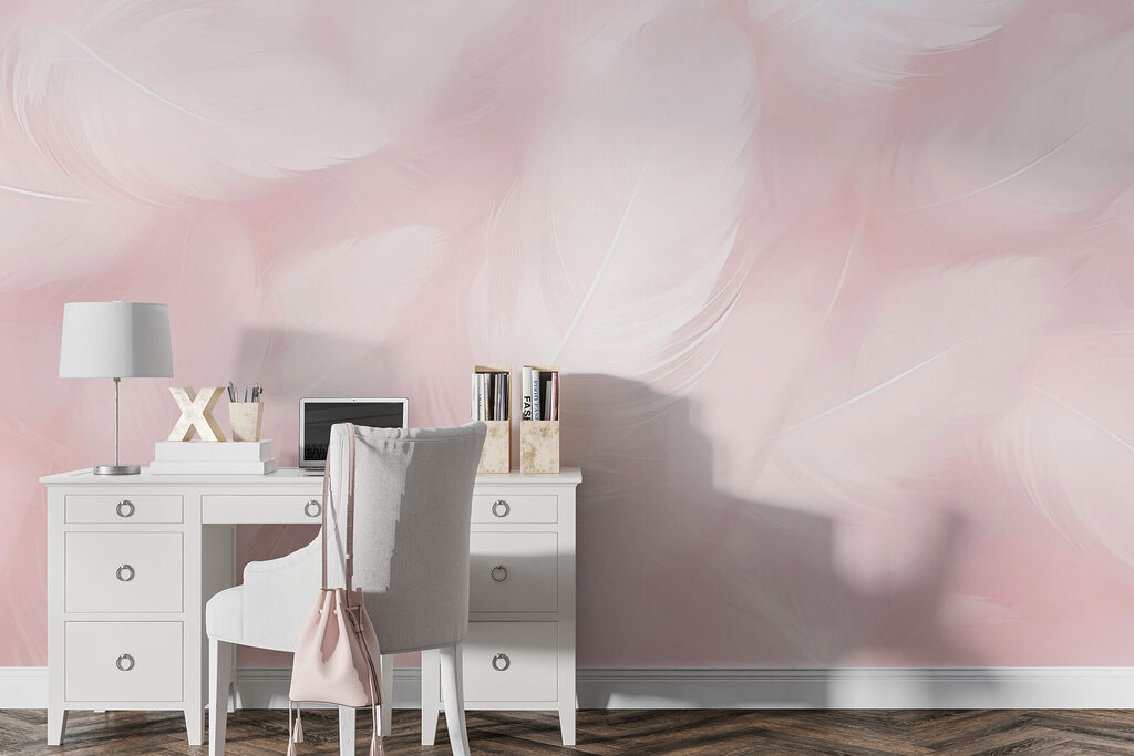 Penas brancas em rosa — interior 1