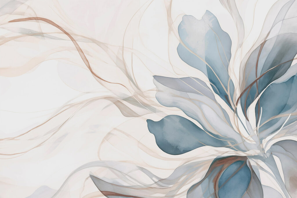 Folhas largas em azul-acinzentado — design completo