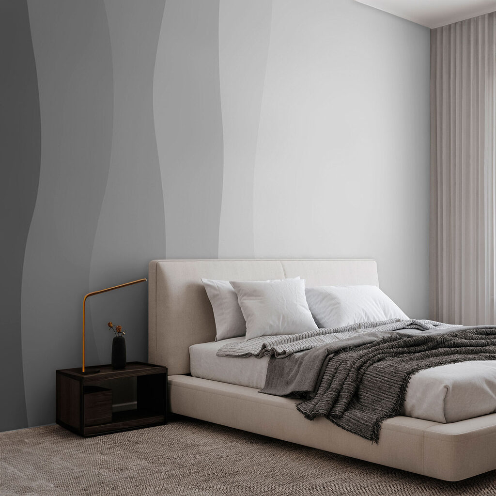 Faixas onduladas sobre branco — interior 1