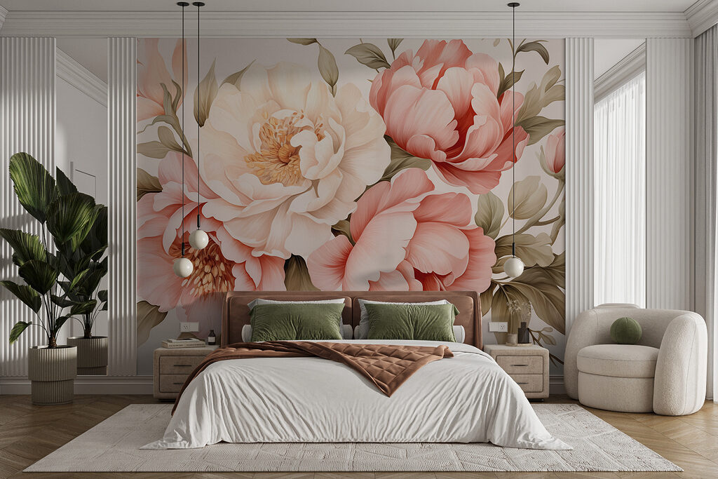 Rosas em tons salmão num interior