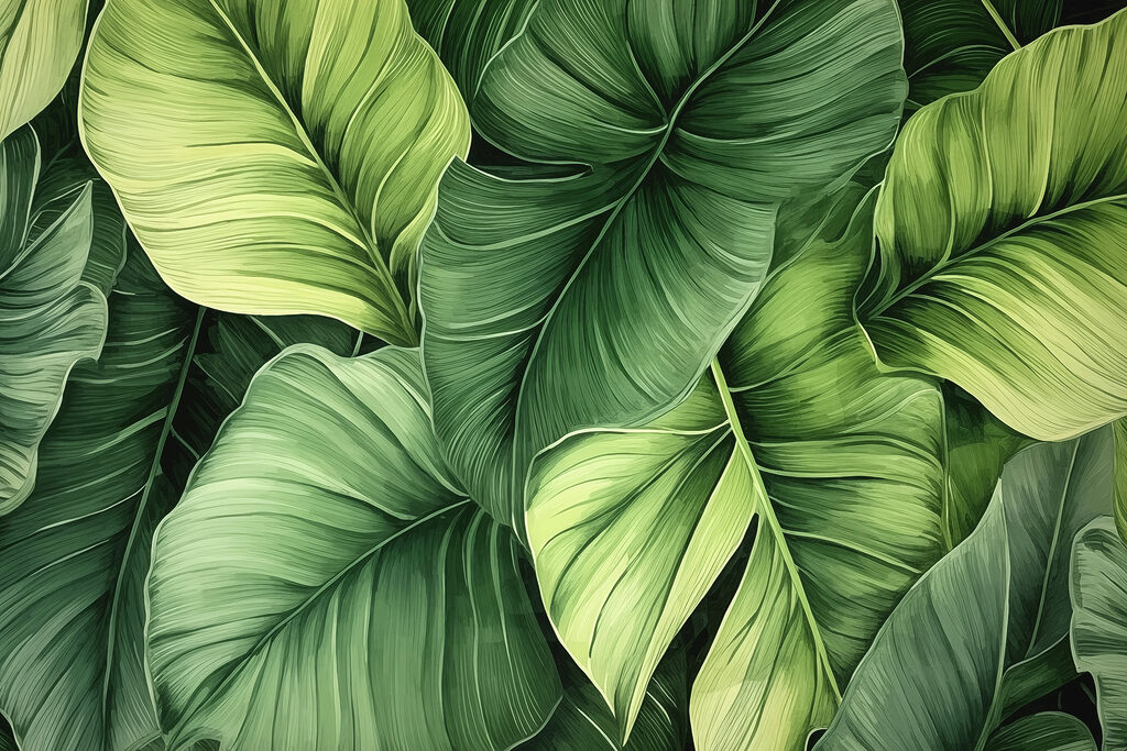 Folhas verdes, dobras fundas — design completo