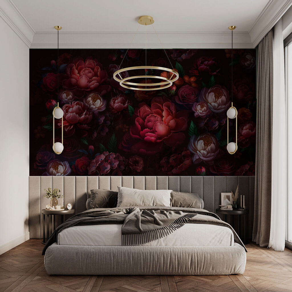 Flores vermelho-escuras na noite — interior 2