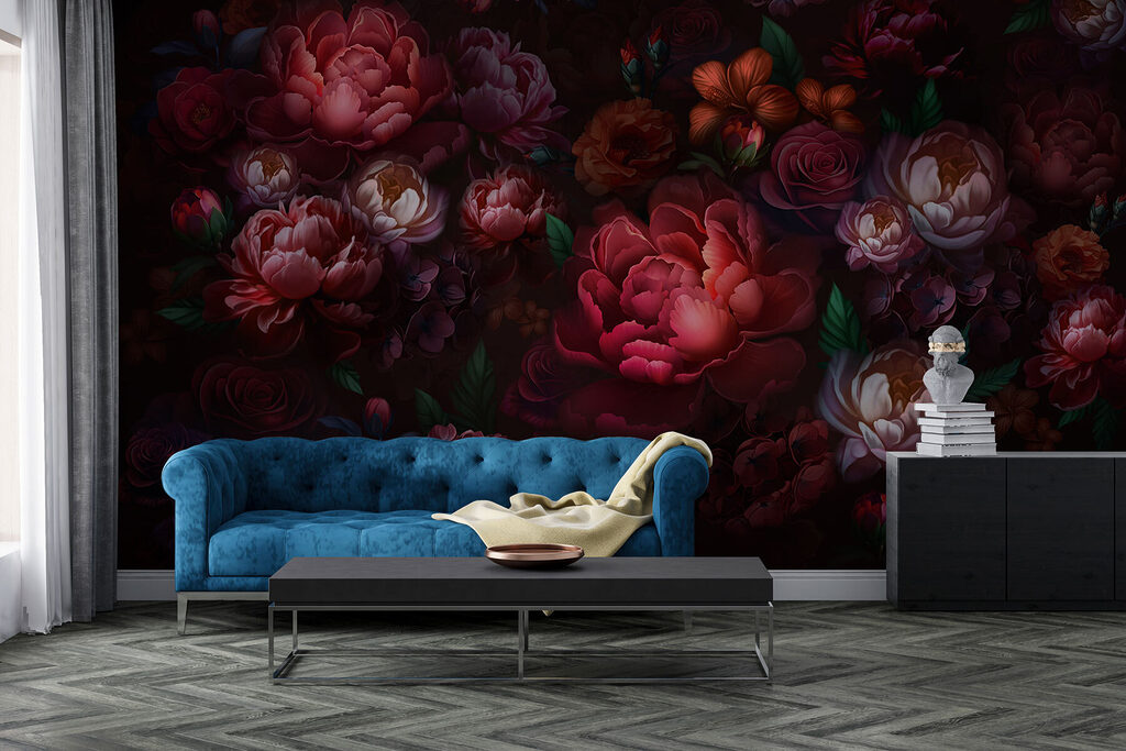 Flores vermelho-escuras na noite — interior 3