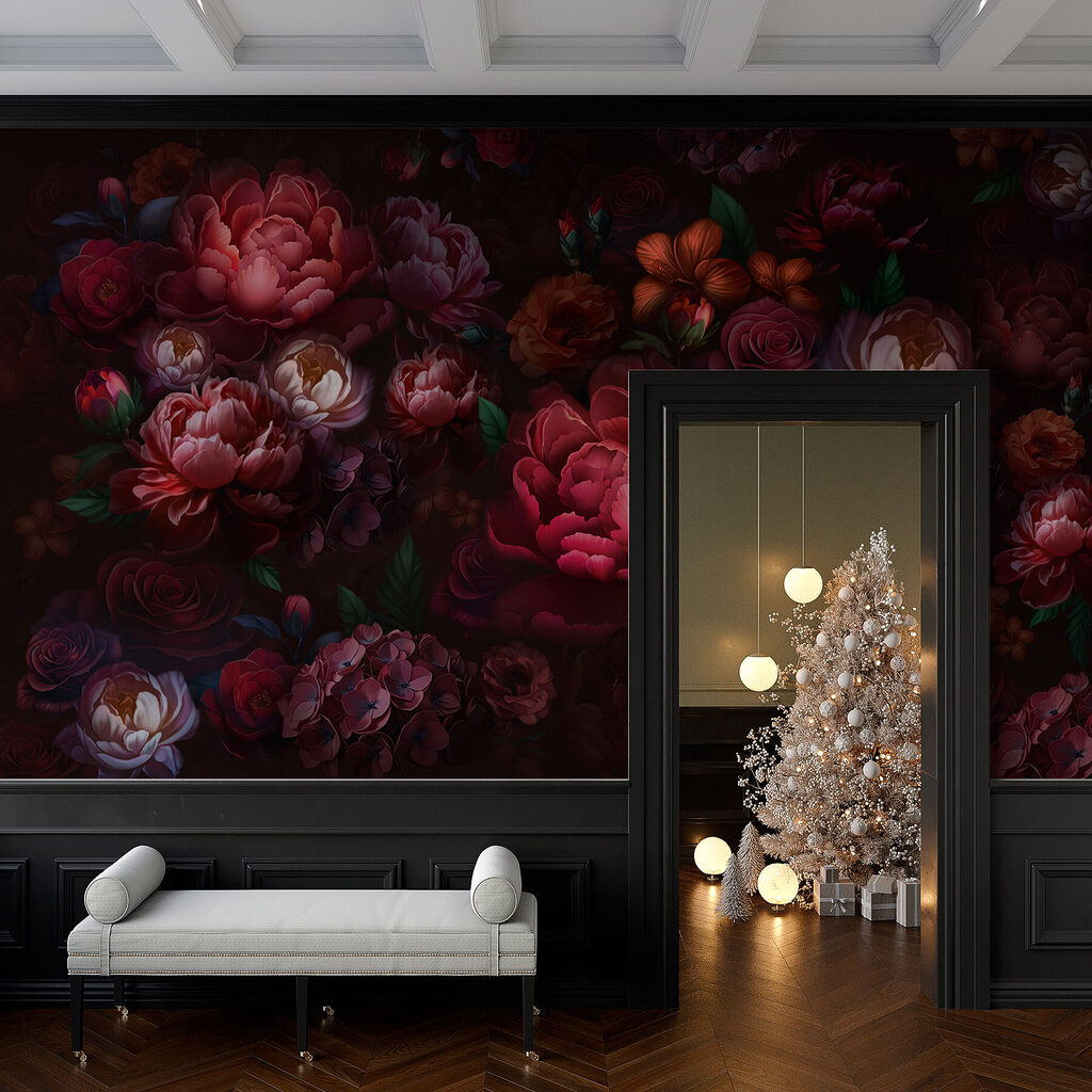 Flores vermelho-escuras na noite — interior 4