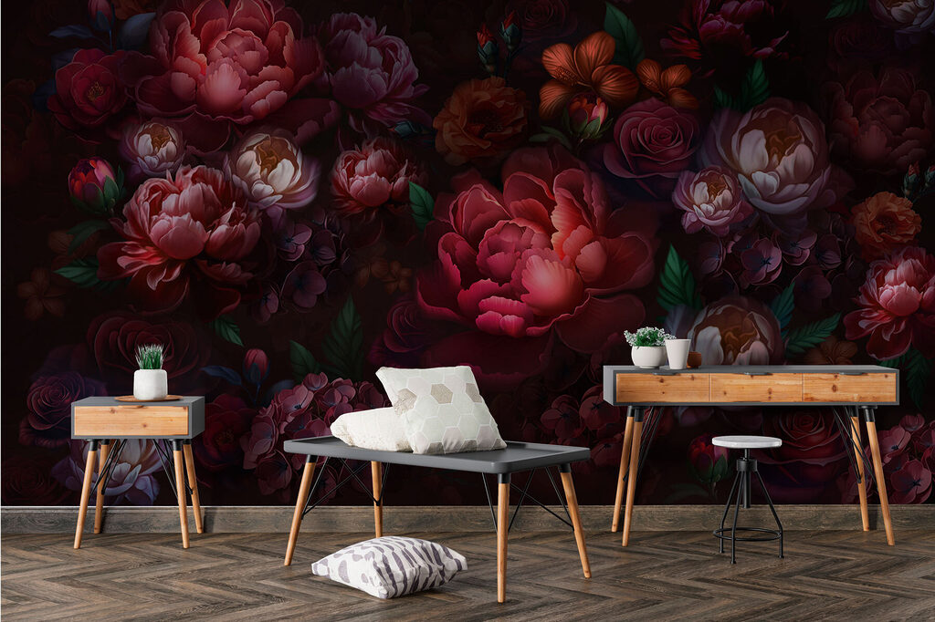 Flores vermelho-escuras na noite — interior 5