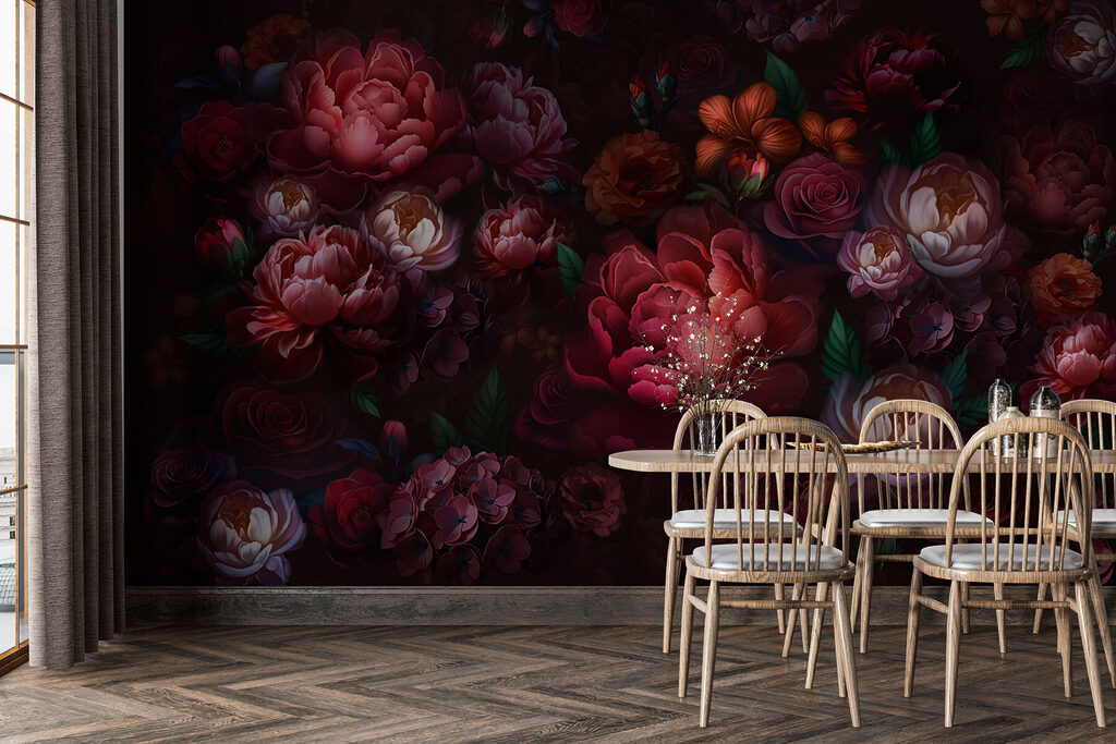 Flores vermelho-escuras na noite — interior 6