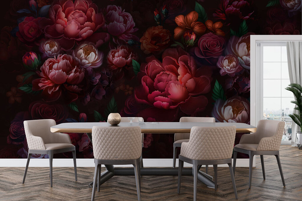 Flores vermelho-escuras na noite — interior 7