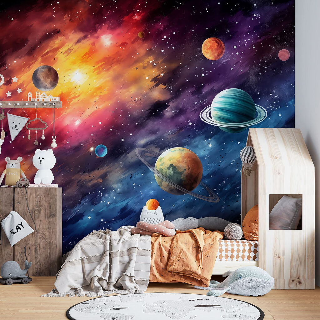 Planetas entre nuvens num interior