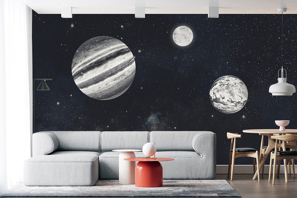 Planetas preto e branco — interior 1