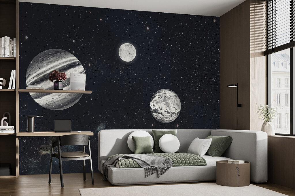 Planetas preto e branco — interior 3