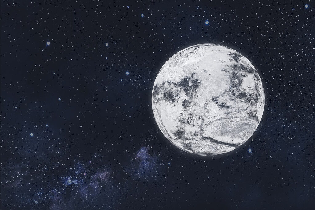 Lua em céu estrelado — design completo