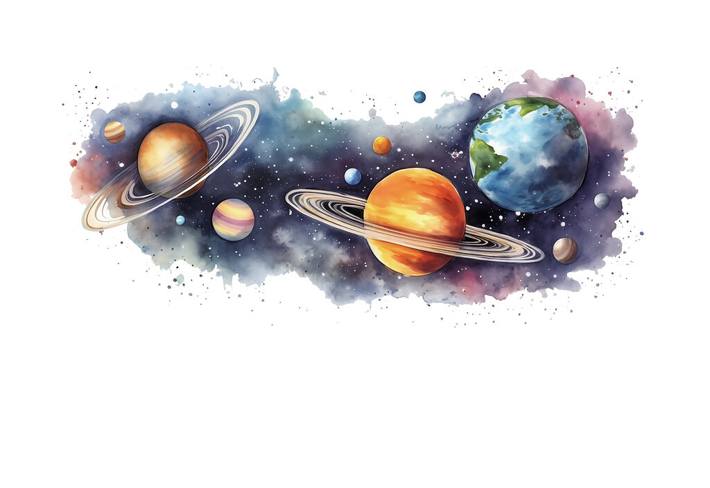 Planetas com anéis — design completo