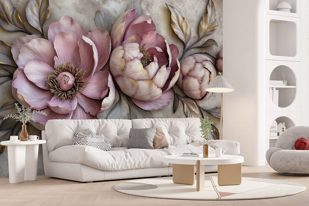 Peónias lilás em relevo — interior 5