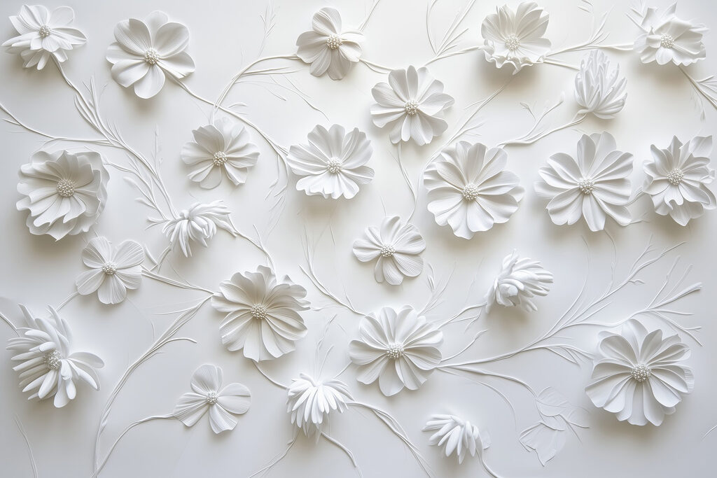 Espaço aberto entre flores — design completo