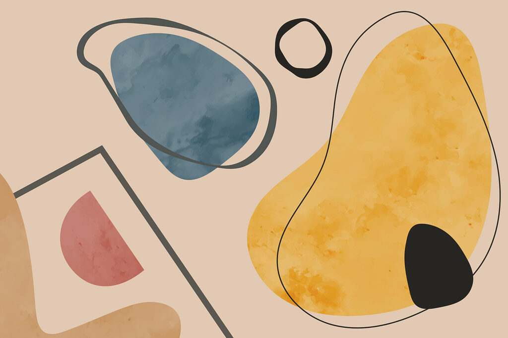 Formas ocre com contornos — design completo