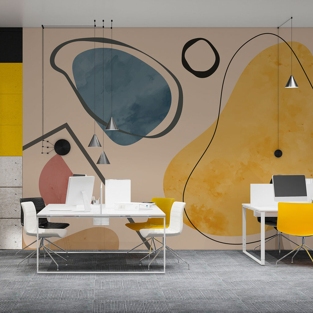 Formas ocre com contornos — interior 3