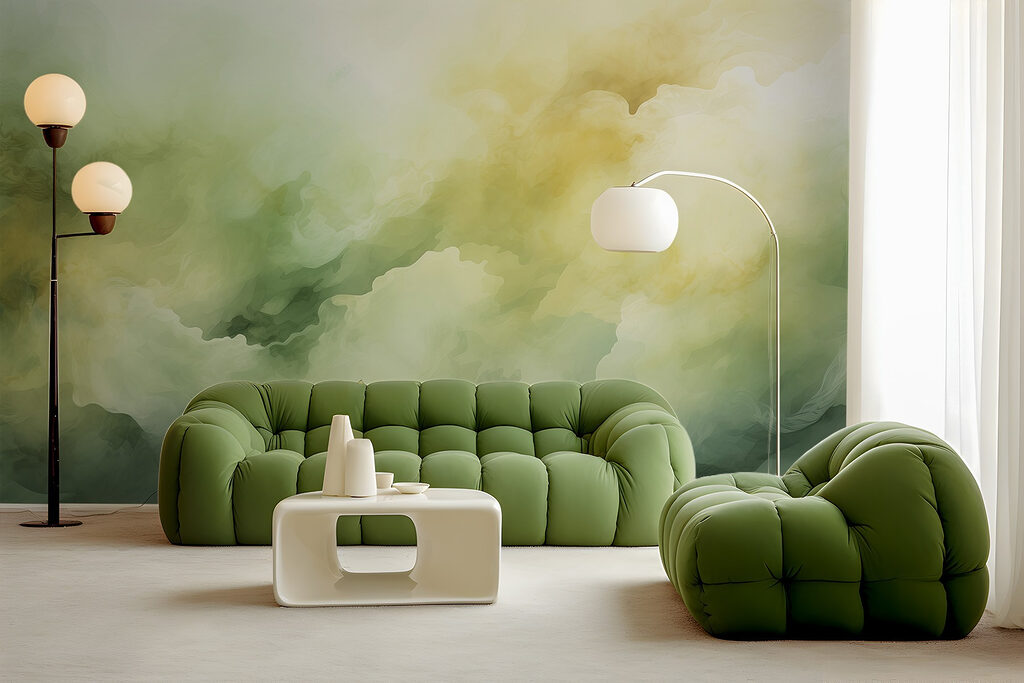 Nuvens verde-amarelas de aguarela — interior 1